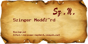 Szinger Medárd névjegykártya